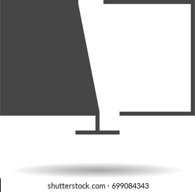 Monitor Computer or TV Set Flat Line Icon With Shadow 