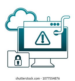 monitor computer with virus icons