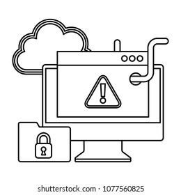 monitor computer with virus icons