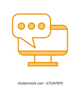 monitor computer whit speech bubble