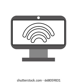 monitor computer with wifi signsl