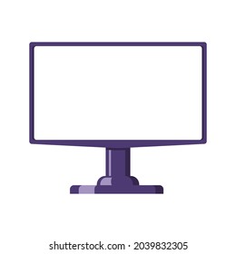 Monitor computers blank screen. Color vector illustration, flat style, white isolated background.