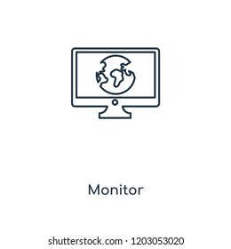 Monitor concept line icon. Linear Monitor concept outline symbol design. This simple element illustration can be used for web and mobile UI/UX.