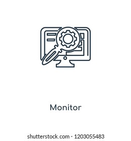 Monitor concept line icon. Linear Monitor concept outline symbol design. This simple element illustration can be used for web and mobile UI/UX.