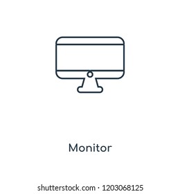 Monitor concept line icon. Linear Monitor concept outline symbol design. This simple element illustration can be used for web and mobile UI/UX.