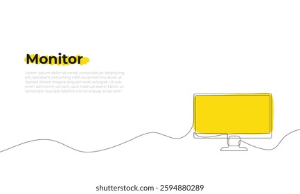 Monitor continuous line on a white background. Vector illustration