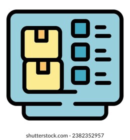Controlar el vector de contorno del icono del producto. Gestión digital. Color plano del equipo del sistema
