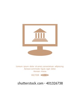 Monitor with courthouse icon