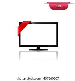 monitor with curled corner, advertisement, graphic design, vector illustration