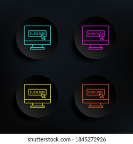 Monitor cursor subscribe dark badge color set icon. Simple thin line, outline vector of web icons for ui and ux, website or mobile application