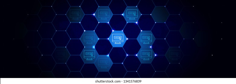 monitor cursor subscribe icon from online and web filled set in the technological comb background