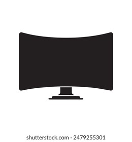 Monitor pantalla curvada icono negro pantalla electrónica de diseño de ordenador.