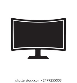 Monitor curved display black icon screen electronic computer design.