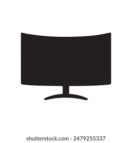 Monitor pantalla curvada icono negro pantalla electrónica de diseño de ordenador.