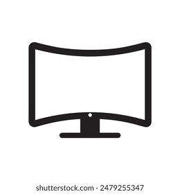 Monitor pantalla curvada icono negro pantalla electrónica de diseño de ordenador.