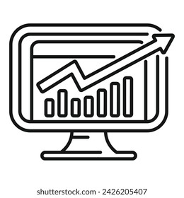 Monitor data finance icon outline vector. Digital chart. Work team job