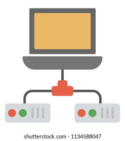 
Monitor designed and connected with servers symbolic of network database
