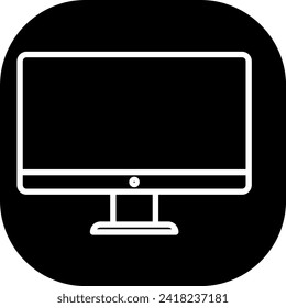 Monitor device icon with black filled line outline style. technology, display, business, monitor, computer, screen, internet. Vector Illustration
