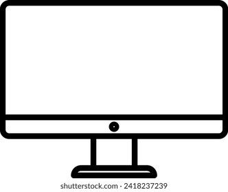 Monitor device icon with black outline style. technology, display, business, monitor, computer, screen, internet. Vector Illustration
