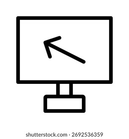 Monitor with Diagonal Arrow Line Icon — Screen Navigation and Resize