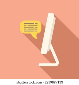 Monitor digital online icon flat vector. People training. Home student