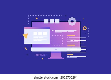 Monitor Dismantled Interface Programming Codes Digital Stock Vector ...