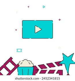 Monitor, display filled line vector icon, simple illustration, related bottom border.