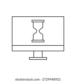 Monitor com símbolo de ampulheta para tempo de espera