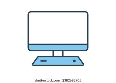 Bildschirm-Symbol. -Symbol für Gerät, Computertechnologie. Stil der flachen Linien. Einfaches Vektordesign bearbeitet