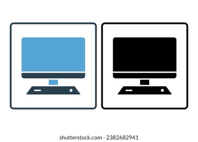 monitor display icon. icon related to device, computer technology. Solid icon style. Simple vector design editable