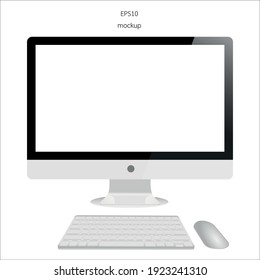 monitor or display keybord and mouse on white background isolated vector