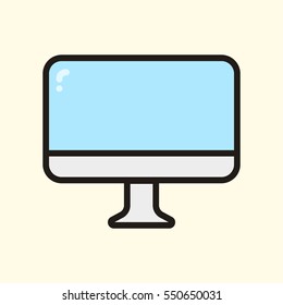 Monitor Display Screen Minimal Colorful Flat Line Stroke Icon Pictogram Symbol Illustration