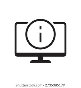 Monitor display showing letter i info silhouette