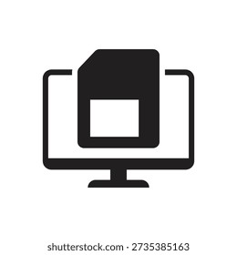 Monitor display showing phone sim card silhouette