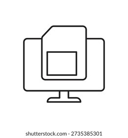Monitor display showing phone sim card icon