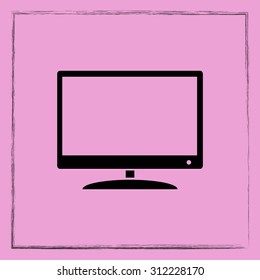 Monitor and display sing icon, vector illustration. Flat design style 