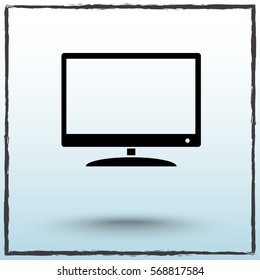Monitor and display sing icon, vector illustration. Flat design style 
