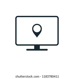 monitor display tv icon gps pointer vector logo template