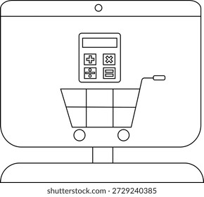 Pantalla de monitor con calculadora Carrito de compras Diseño de acento de Elementos redondos Pantalla de Asistencias de pie