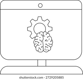 Un monitor que muestra un cerebro superpuesto con un engranaje