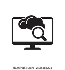 Monitor que muestra la nube con la silueta de la lupa
