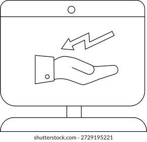 Un monitor que muestra un gráfico de mano con una flecha hacia abajo