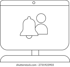 El monitor muestra el icono de notificación de la persona de campana
