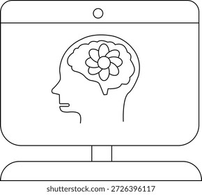 El monitor muestra el perfil con el cerebro de la flor fijado en el soporte