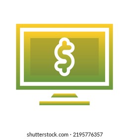 monitor dollar logo gradient design template icon element