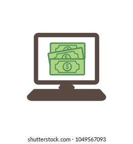 Monitor, Dollar-Vektorsymbol, Illustrationssymbol