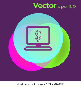 Monitor, dollar vector icon, illustration symbol