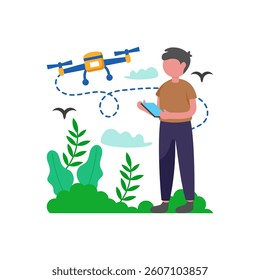 Monitor Drone for Optimal Performance Flat Vector Illustration