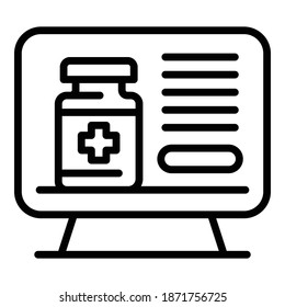 Icono de monitoreo de drogas. Símbolo de esquema monitor de drogas icono vector de diseño web aislado en fondo blanco