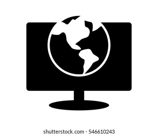 monitor earth planet earth world image vector icon logo